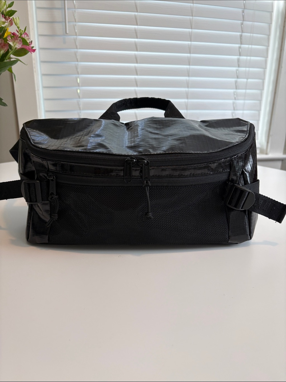 Calpak Black Men's Belt Bag with Top Handle